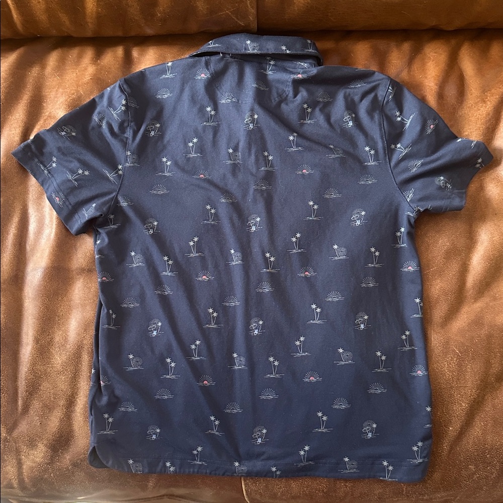 Puma Golf Youth Navy Blue Polo Shirt Palm Tree - Picture 2 of 3